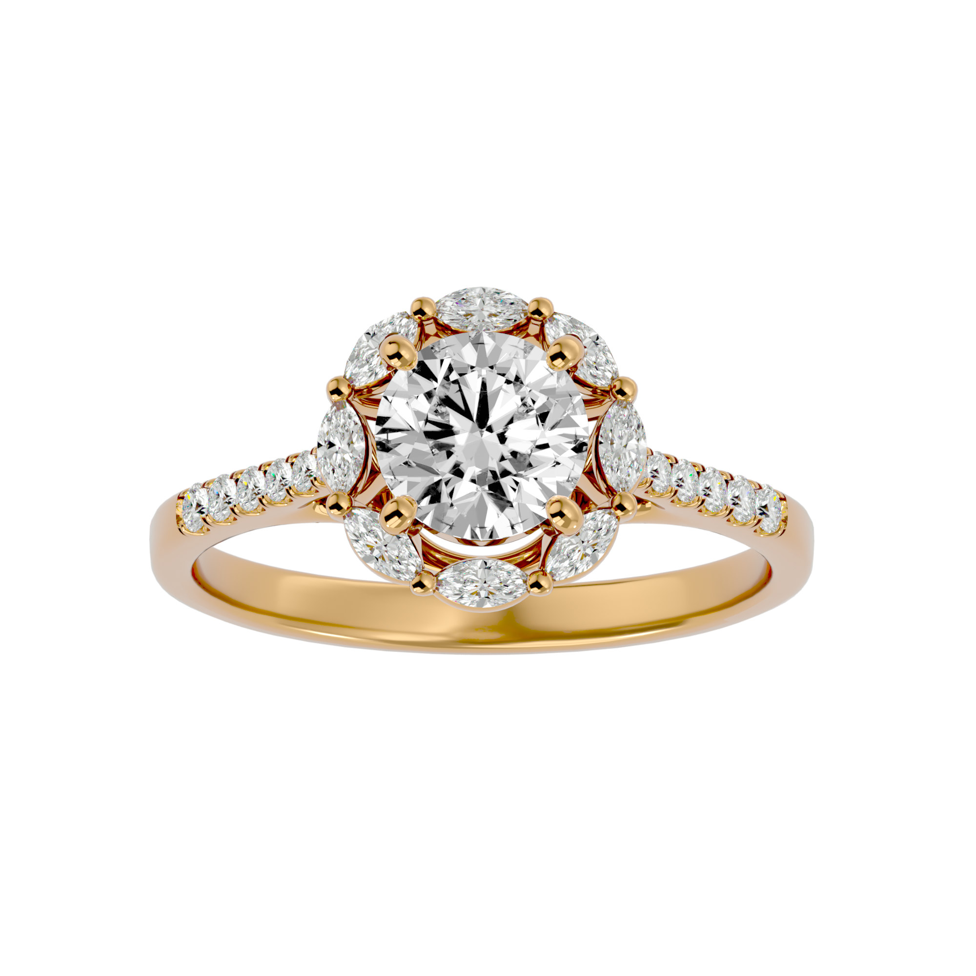 Josephine Solitaire Halo Ring