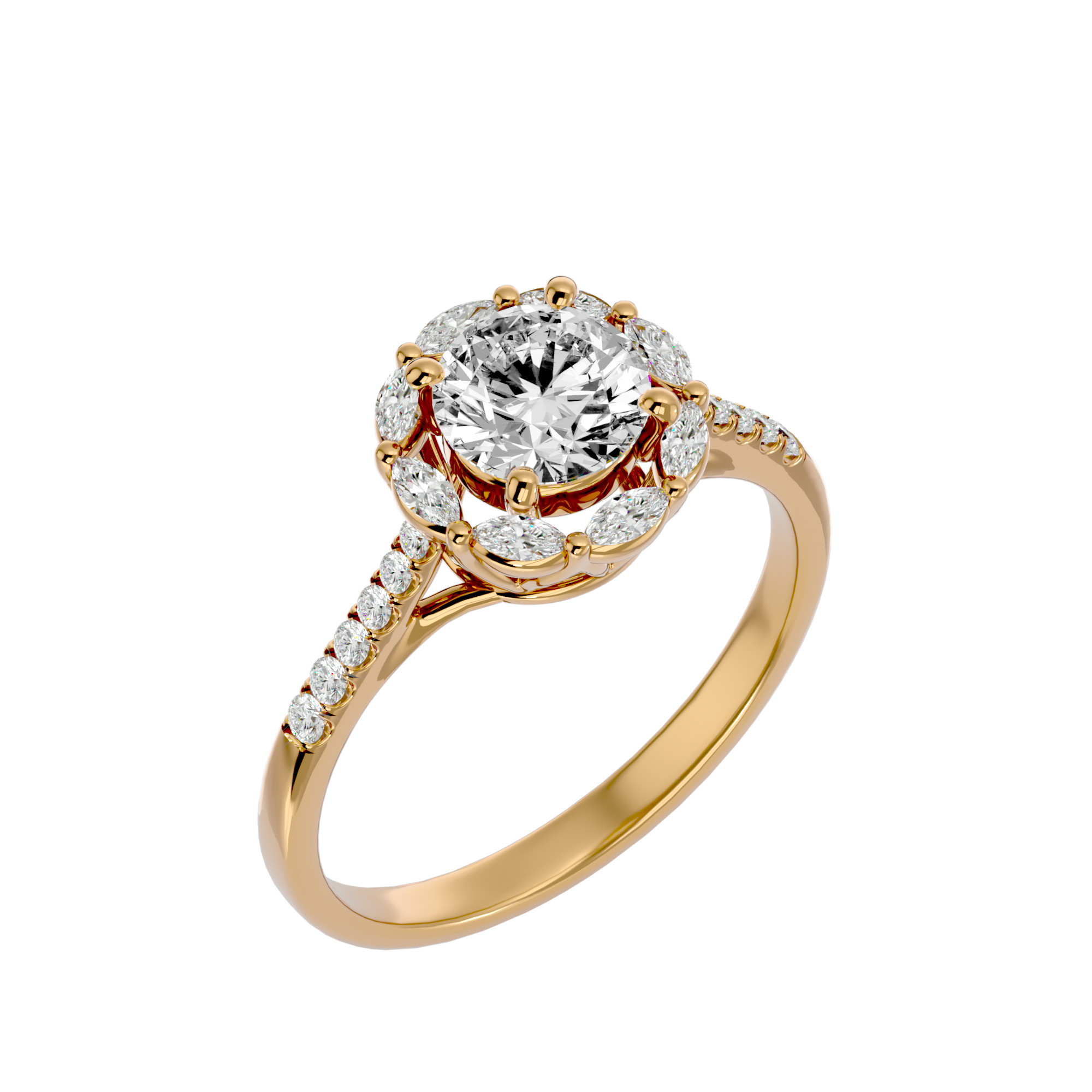 Josephine Solitaire Halo Ring